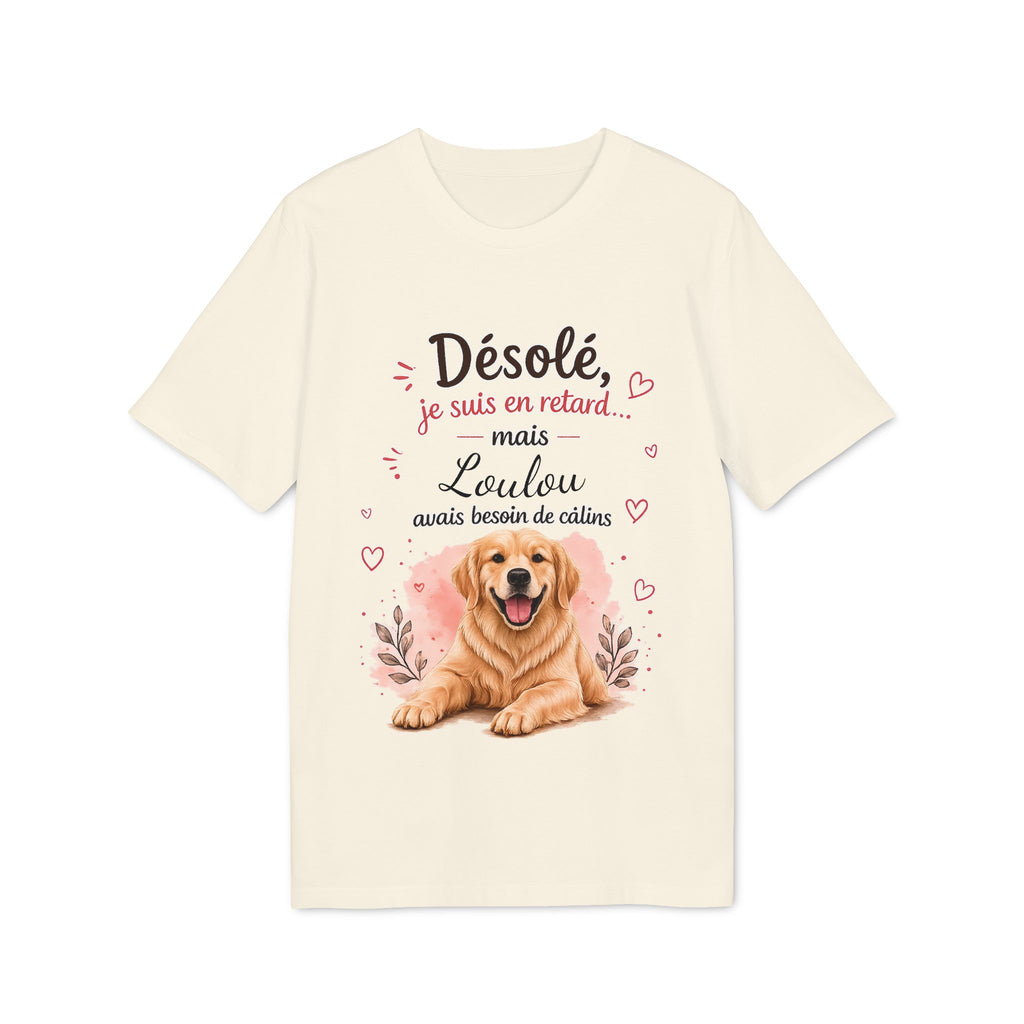 T-shirt Golden Retriever « Désolé je suis en retard… » personnalisable