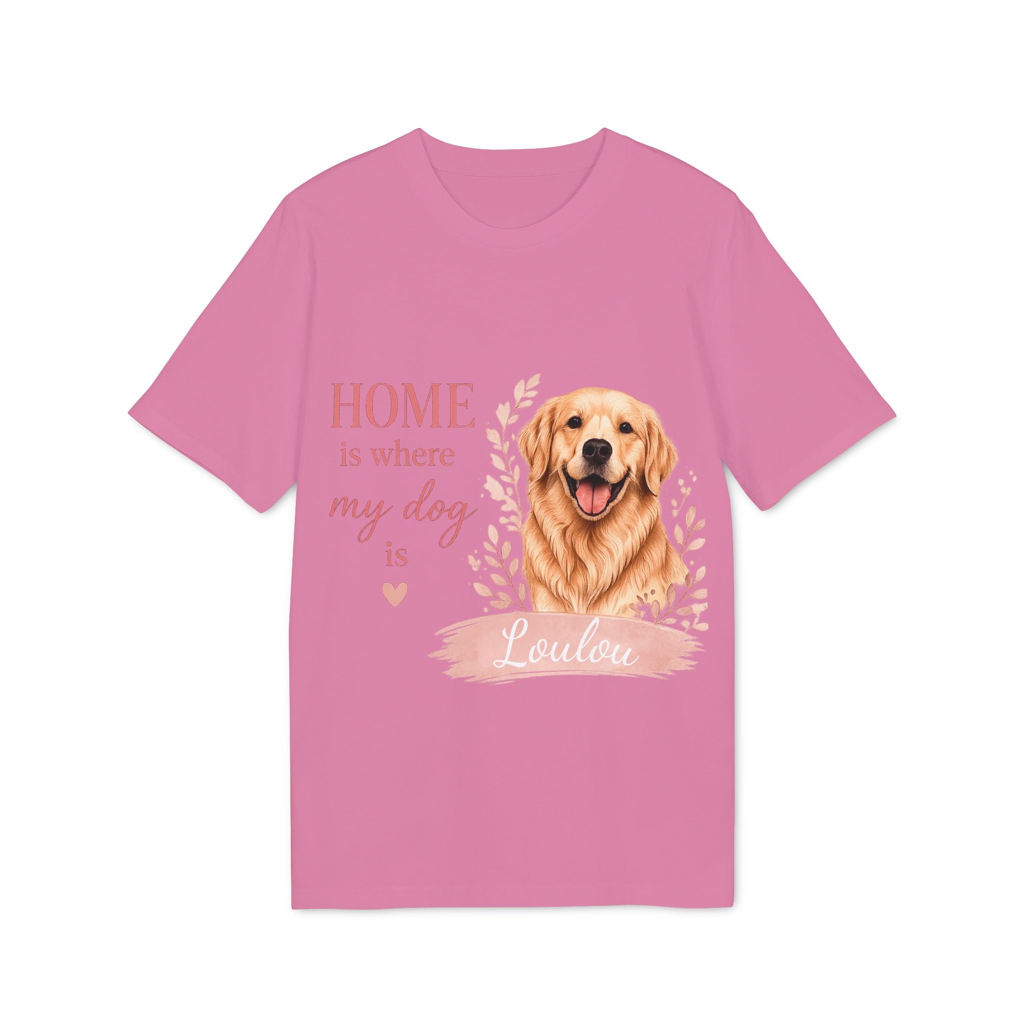 T-shirt Golden Retriever “Home is where my dog is” Personnalisable
