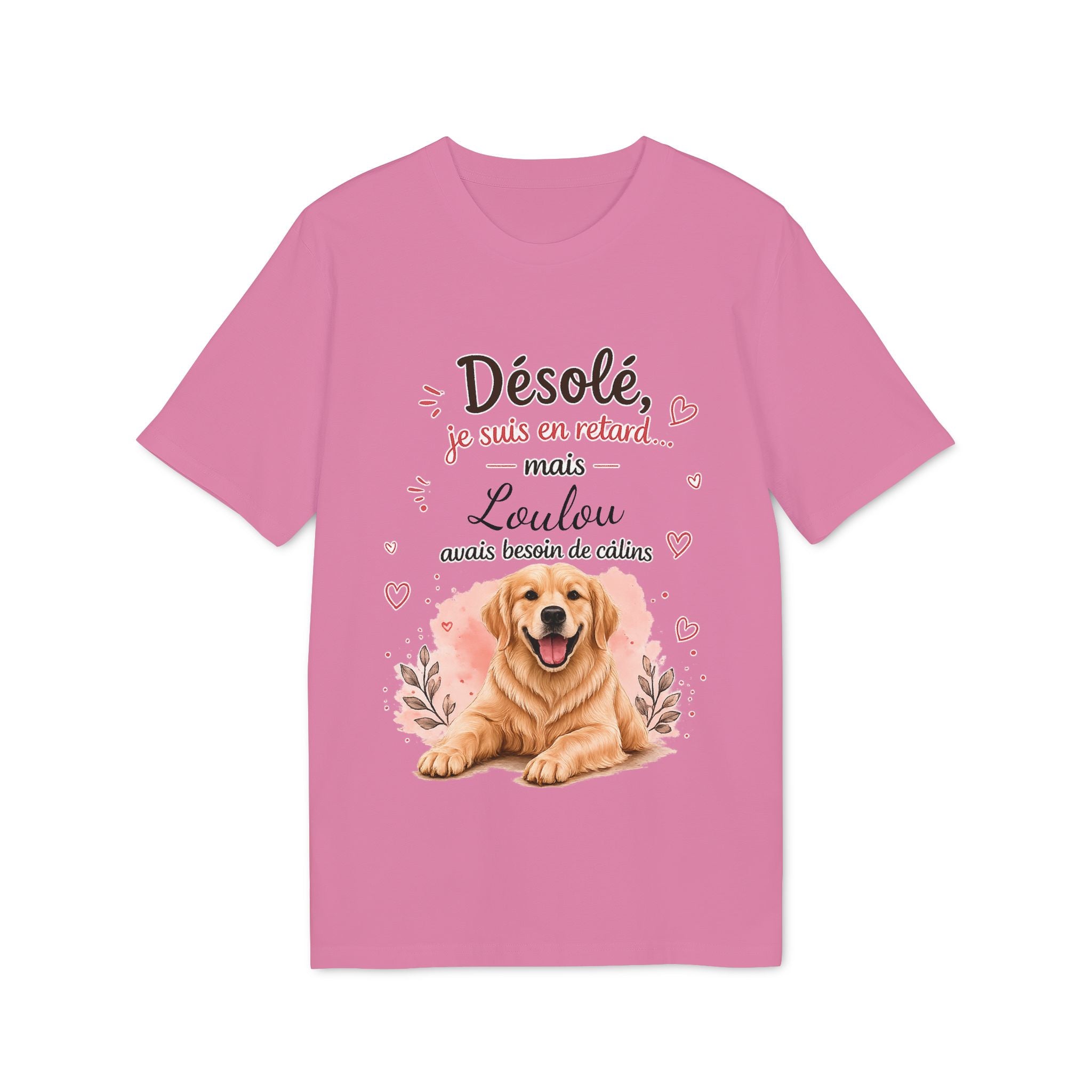 T-shirt Golden Retriever « Désolé je suis en retard… » personnalisable