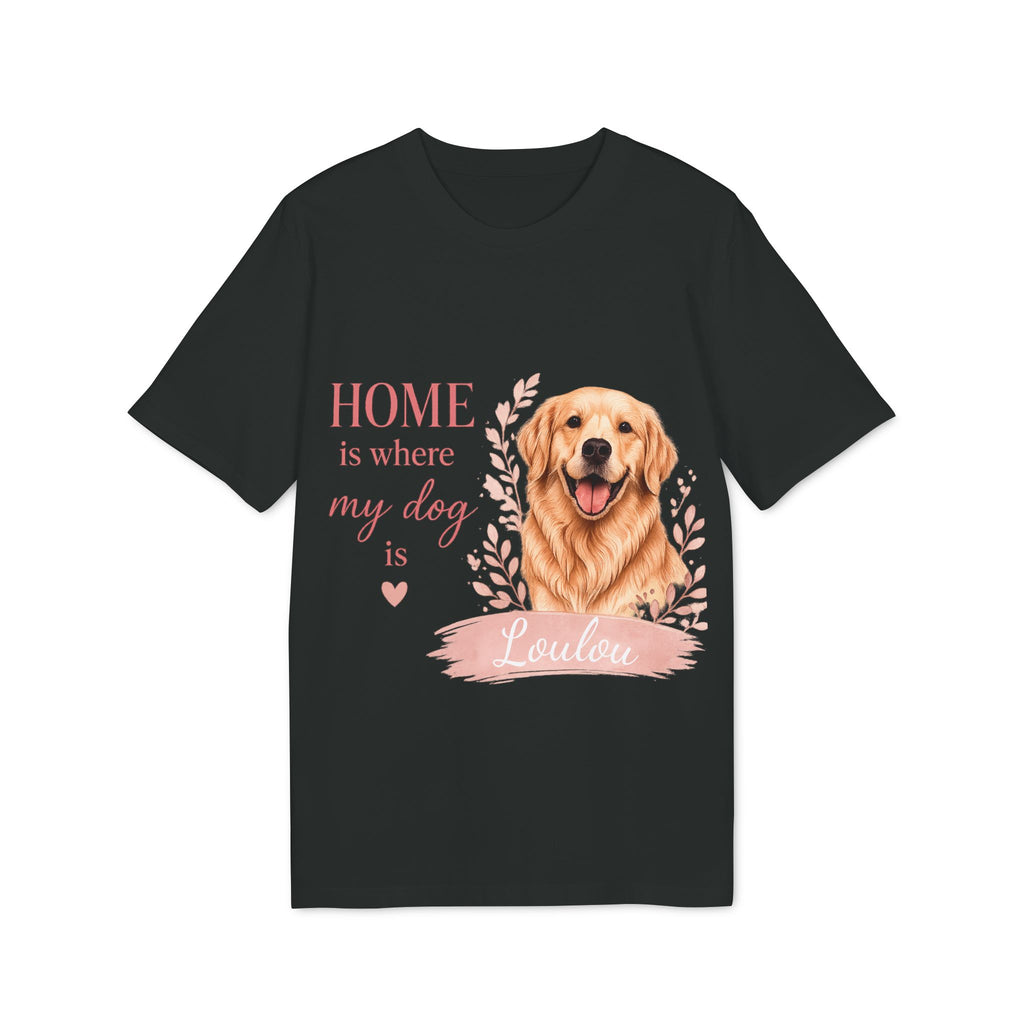 T-shirt Golden Retriever “Home is where my dog is” Personnalisable