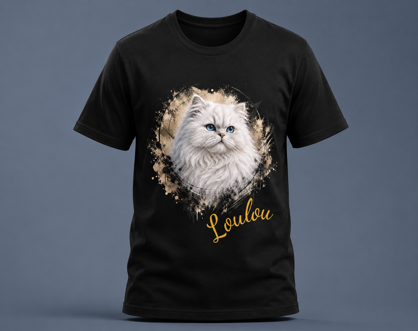 T-shirt Chat Persan Blanc Personnalisé – Cadeau Amoureux des Chats