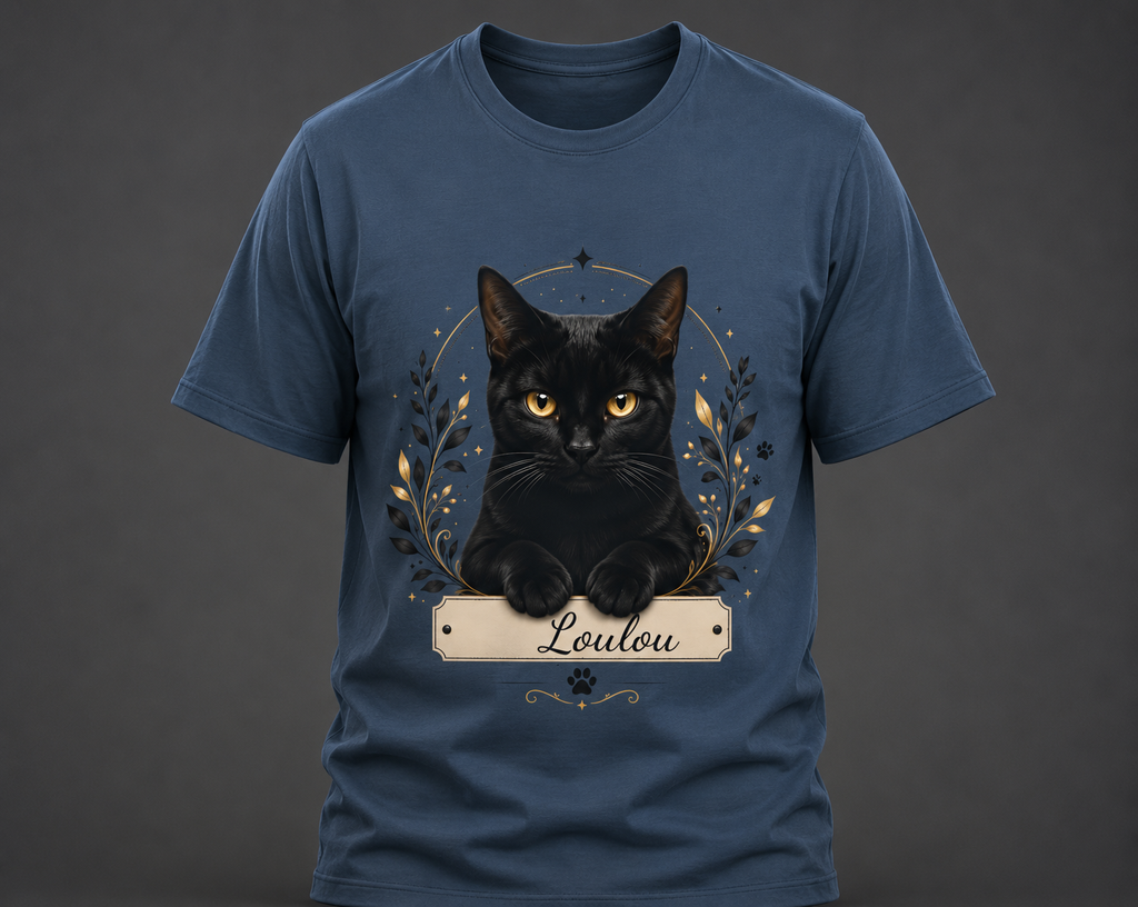 T-shirt chat noir - Personnalisable