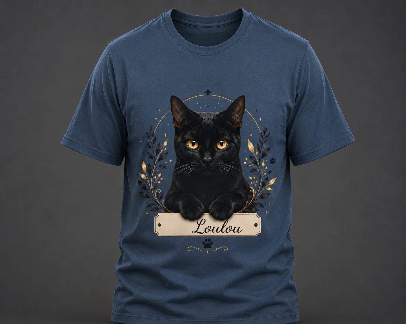 T-shirt chat noir - Personnalisable