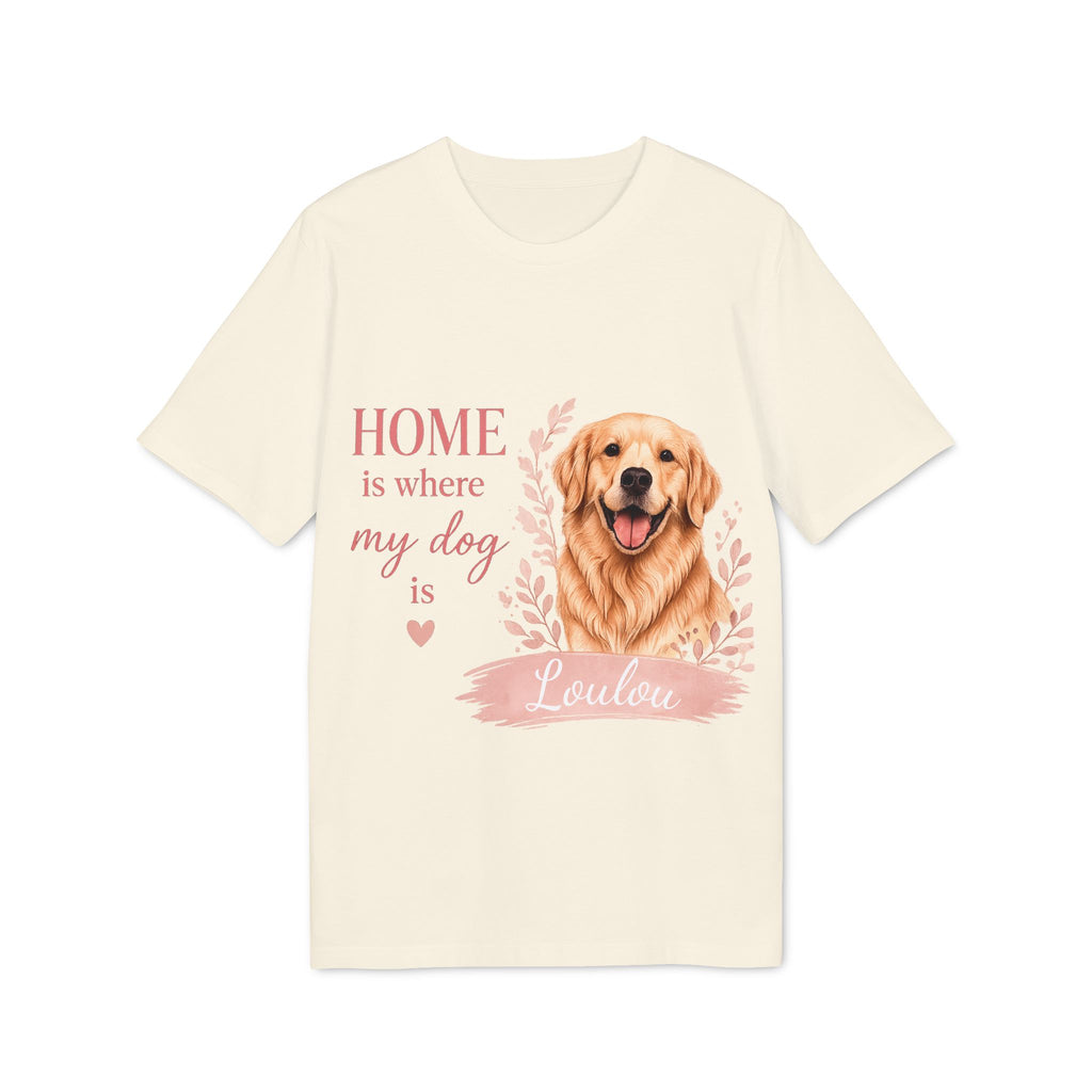 T-shirt Golden Retriever “Home is where my dog is” Personnalisable