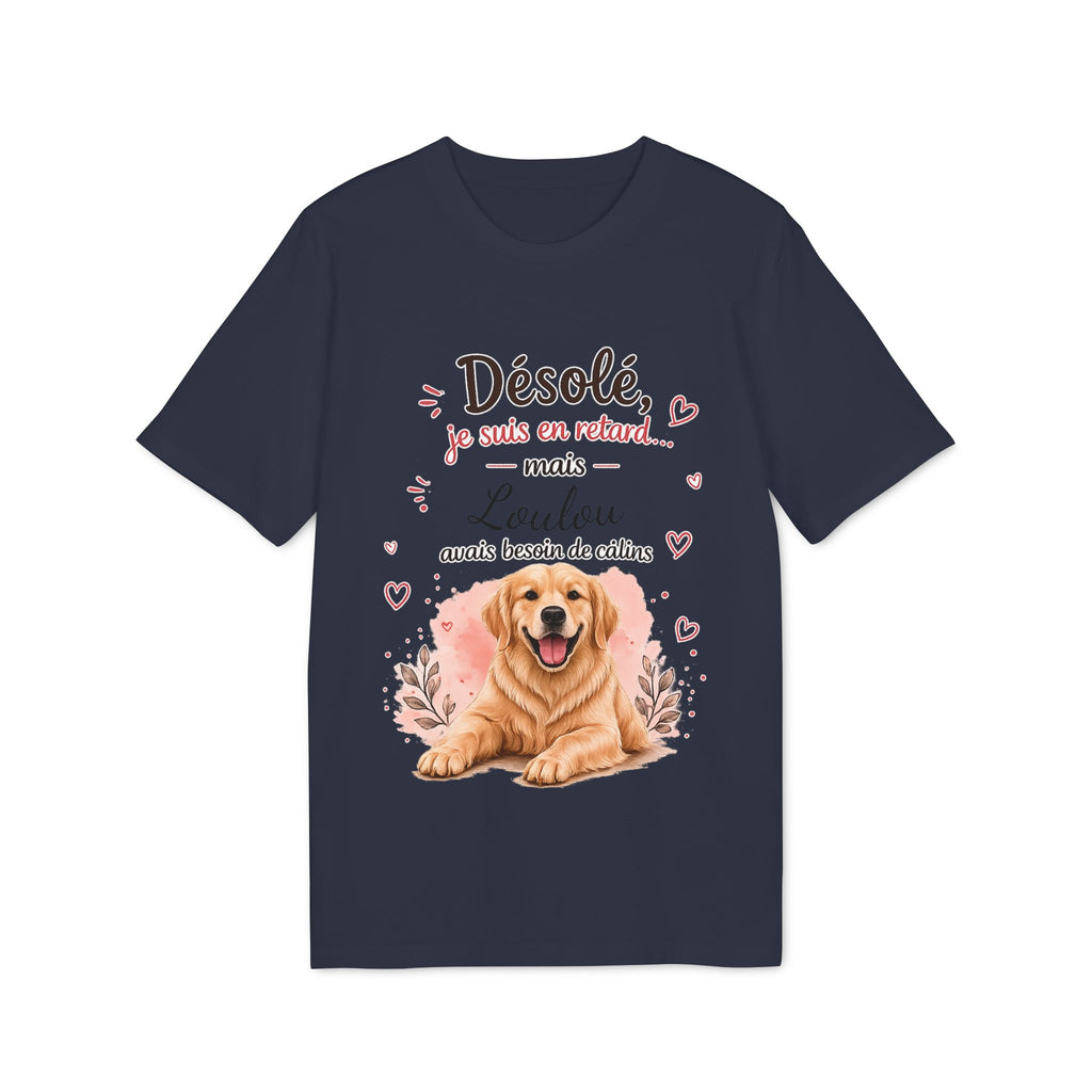 T-shirt Golden Retriever « Désolé je suis en retard… » personnalisable