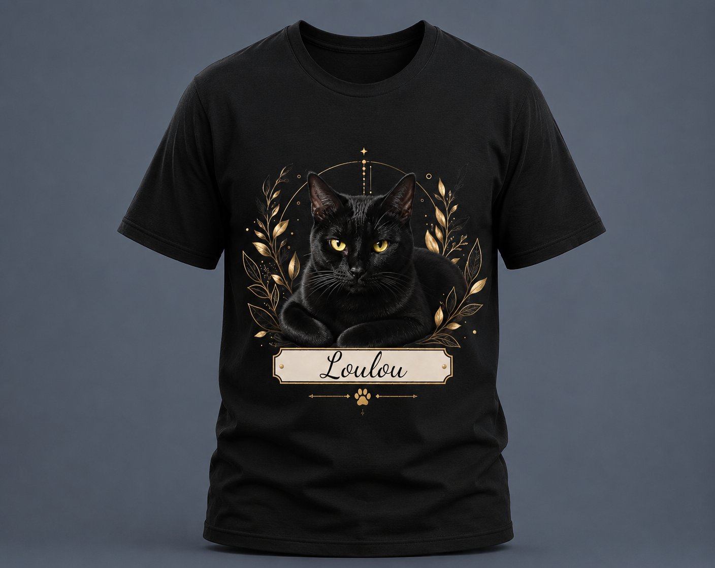 T-shirt chat noir - personnalisable