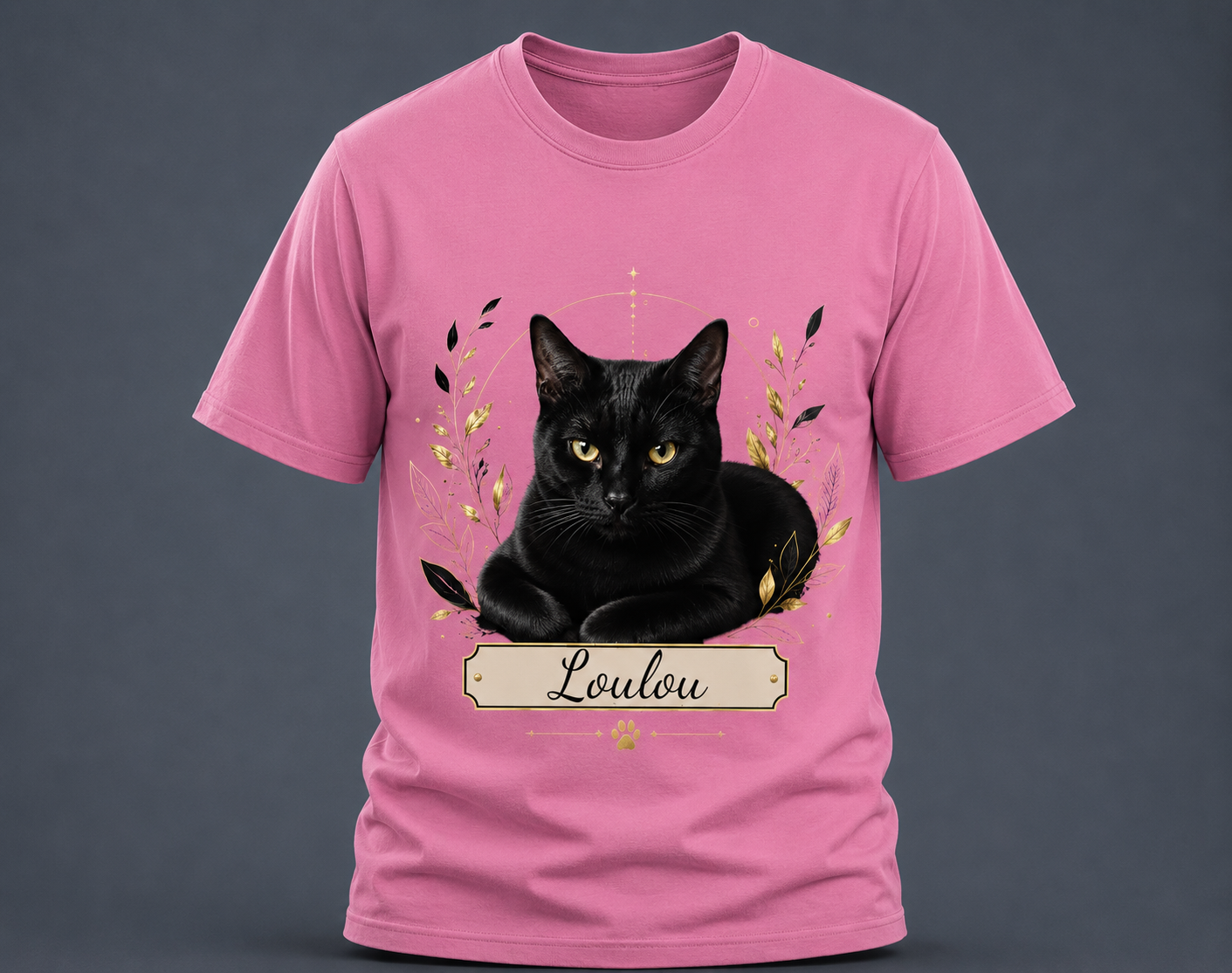 T-shirt chat noir - personnalisable