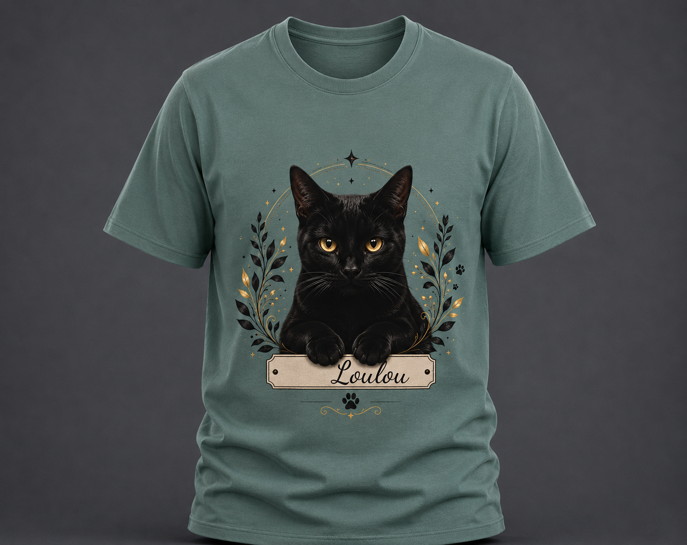 T-shirt chat noir - Personnalisable