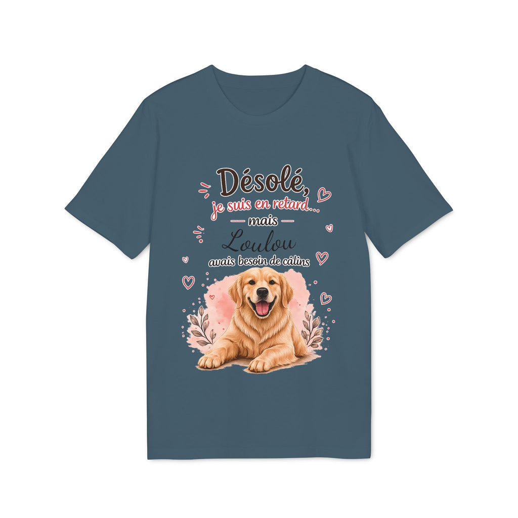 T-shirt Golden Retriever « Désolé je suis en retard… » personnalisable