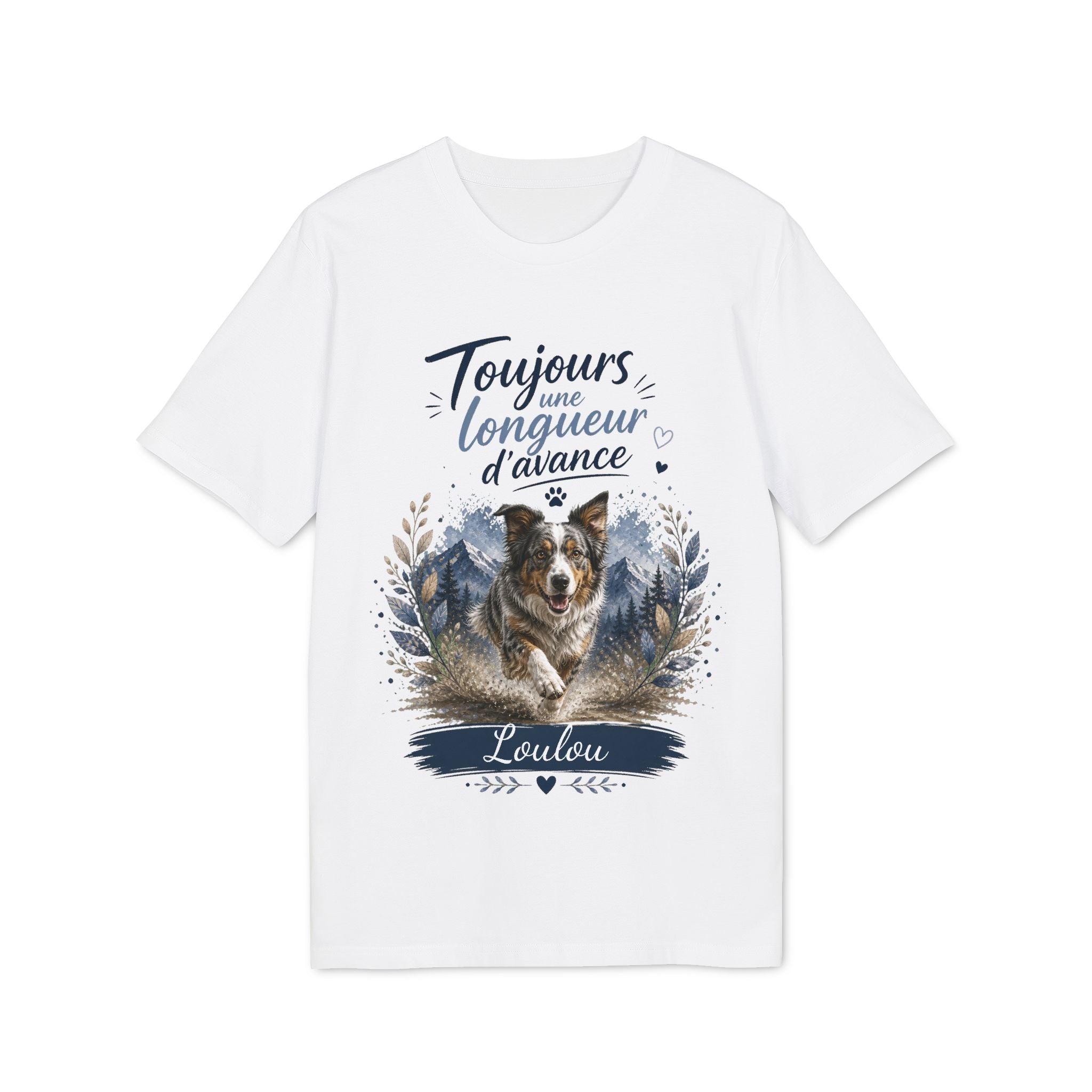T-shirt Border Collie « Toujours une longueur d’avance » personnalisable