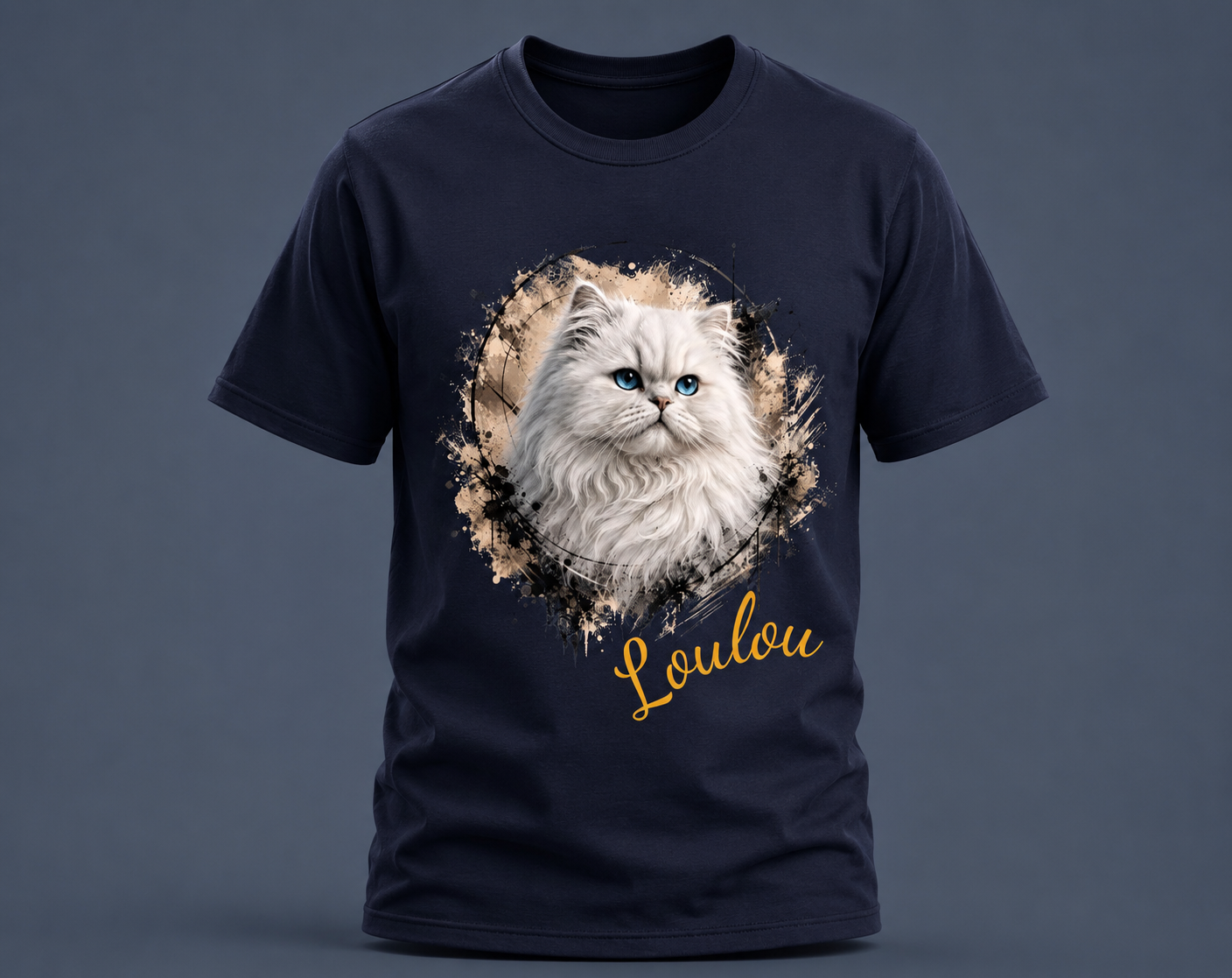 T-shirt Chat Persan Blanc Personnalisé – Cadeau Amoureux des Chats