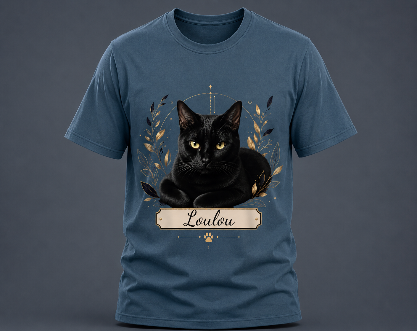 T-shirt chat noir - personnalisable