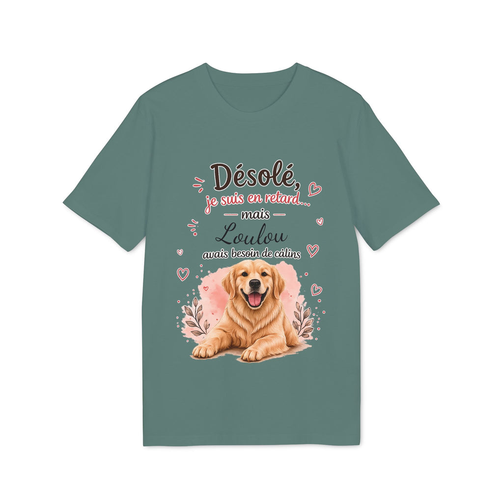 T-shirt Golden Retriever « Désolé je suis en retard… » personnalisable