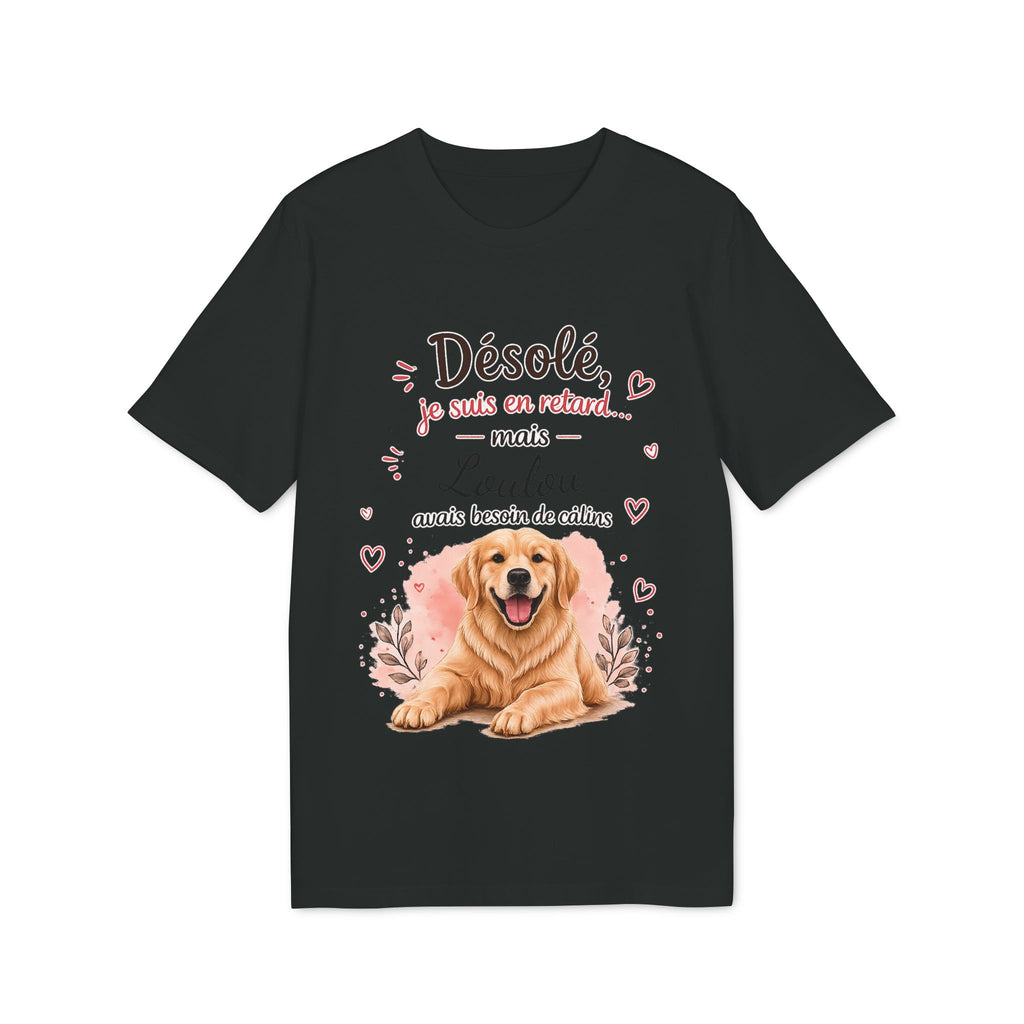 T-shirt Golden Retriever « Désolé je suis en retard… » personnalisable