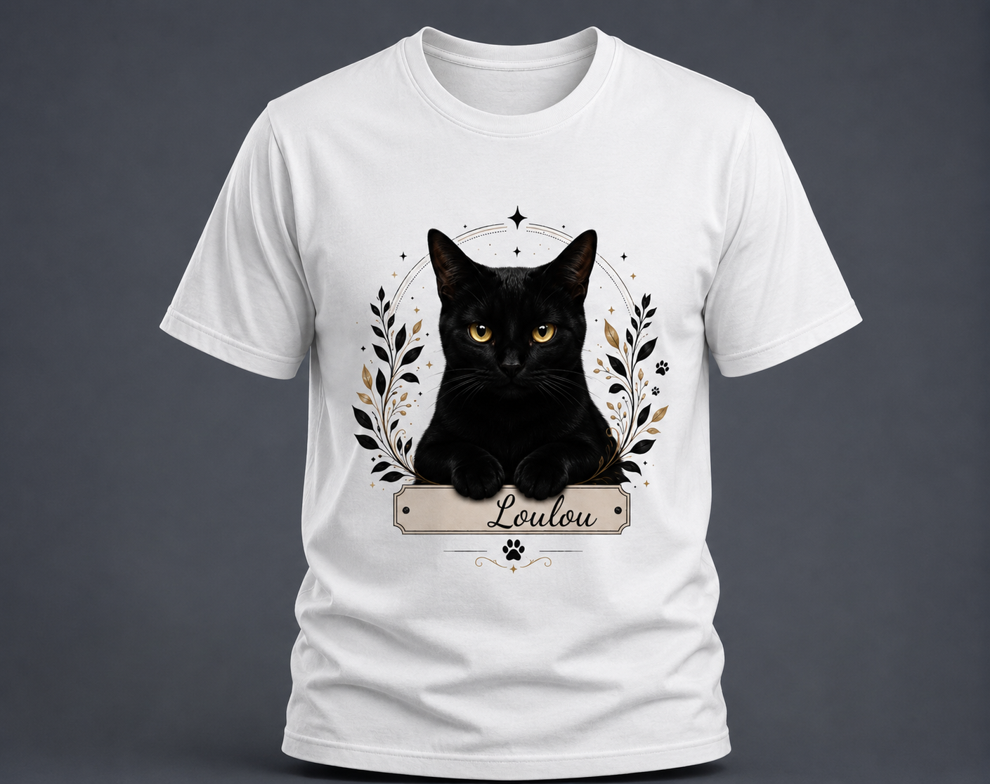 T-shirt chat noir - Personnalisable
