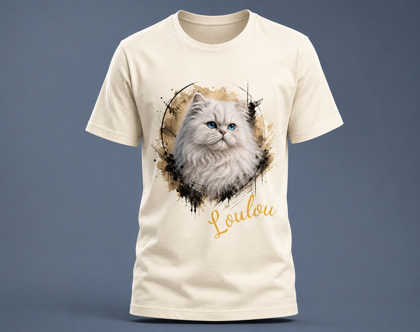 T-shirt Chat Persan Blanc Personnalisé – Cadeau Amoureux des Chats