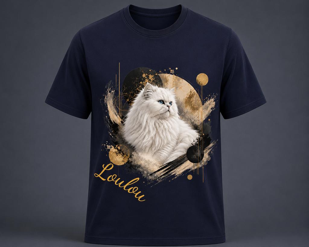T-shirt Persan Blanc Personnalisé – Cadeau Premium Chat