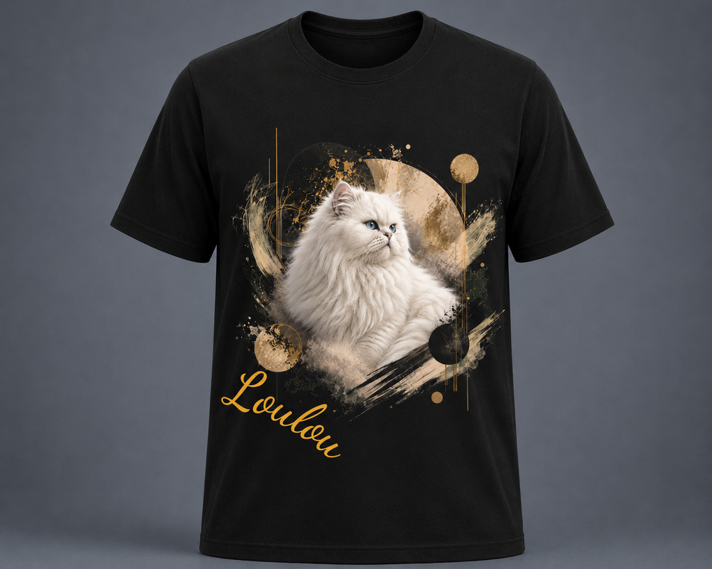 T-shirt Persan Blanc Personnalisé – Cadeau Premium Chat