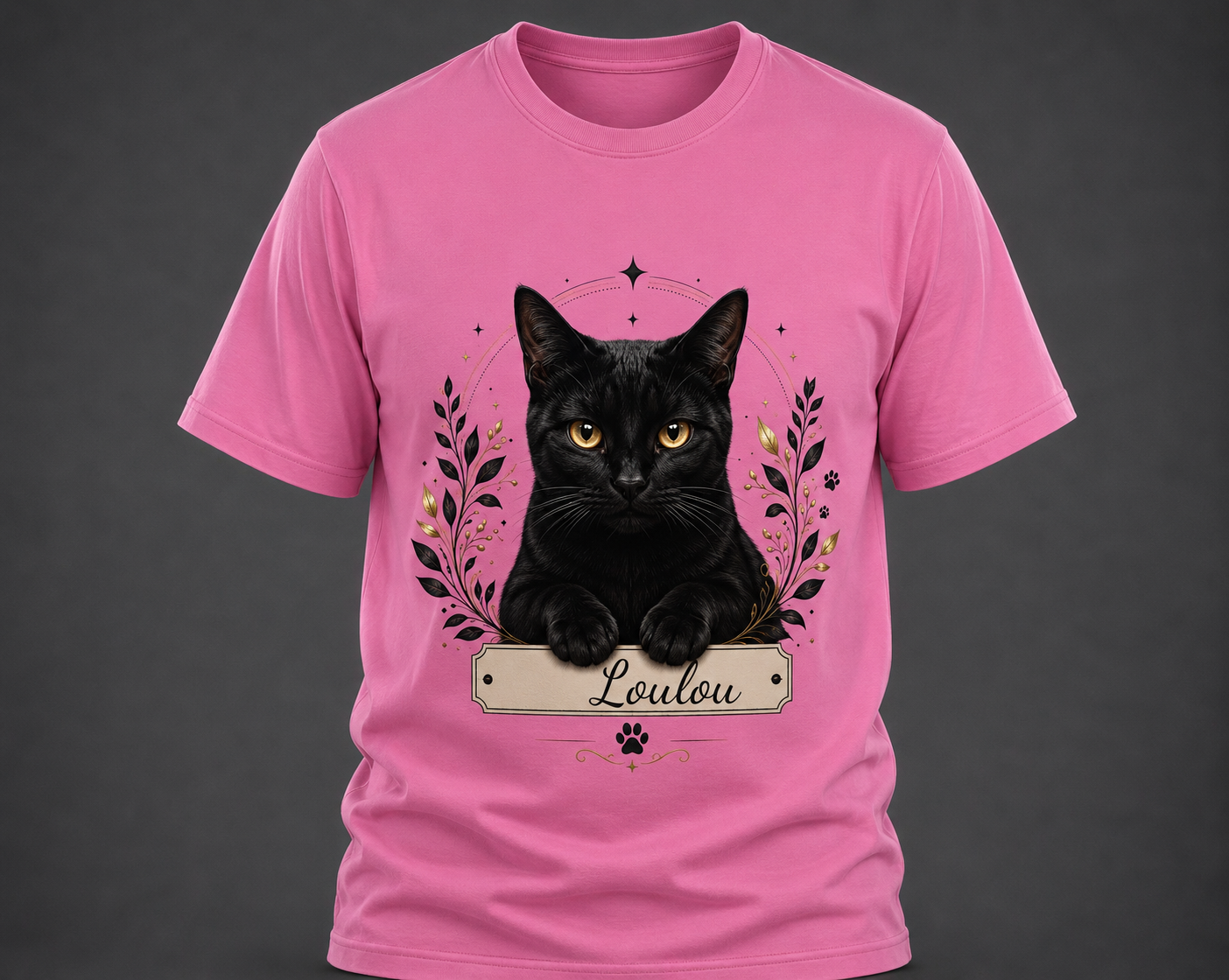 T-shirt chat noir - Personnalisable