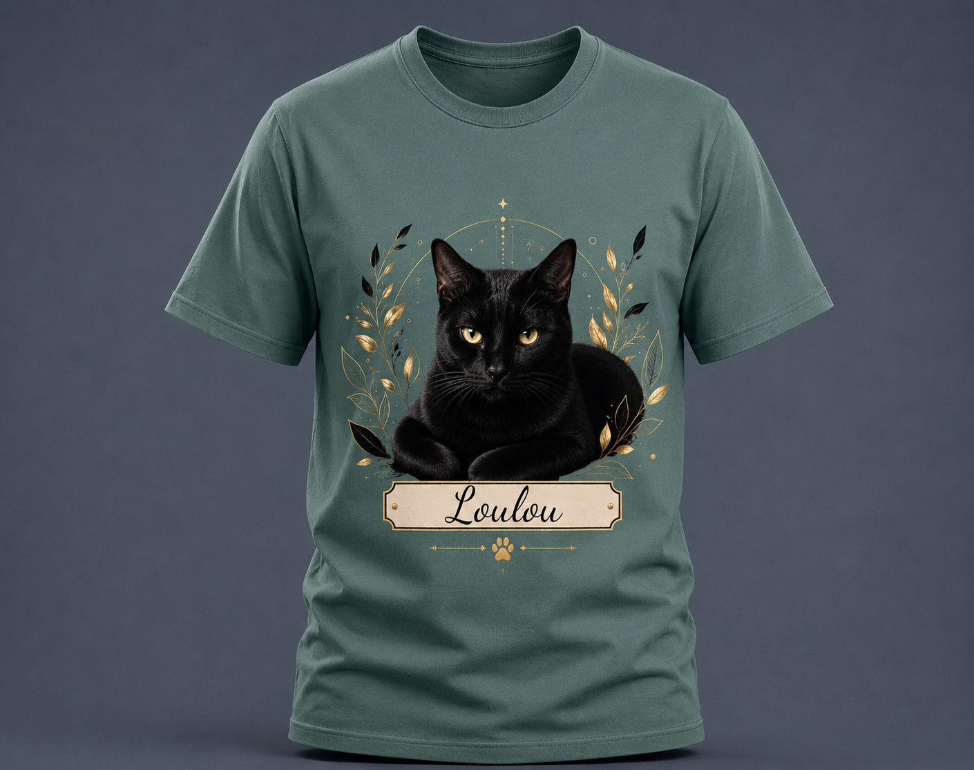 T-shirt chat noir - personnalisable