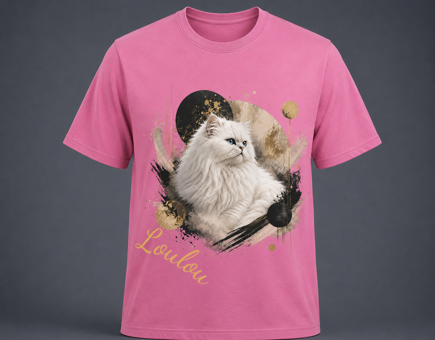 T-shirt Persan Blanc Personnalisé – Cadeau Premium Chat