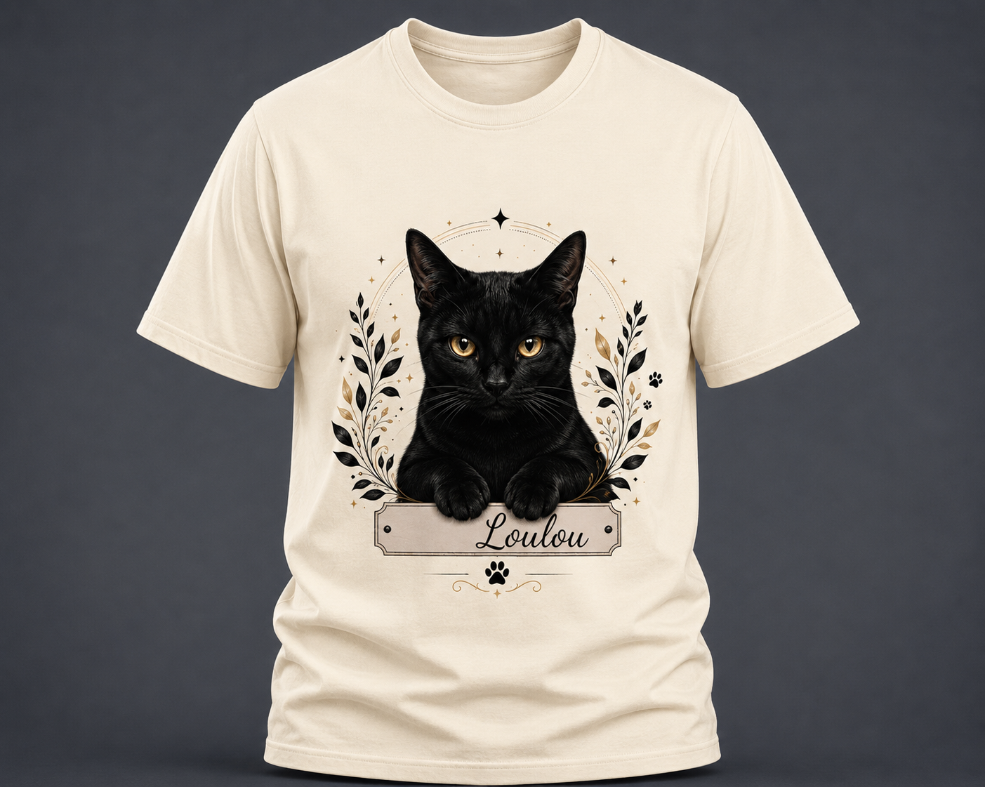 T-shirt chat noir - Personnalisable