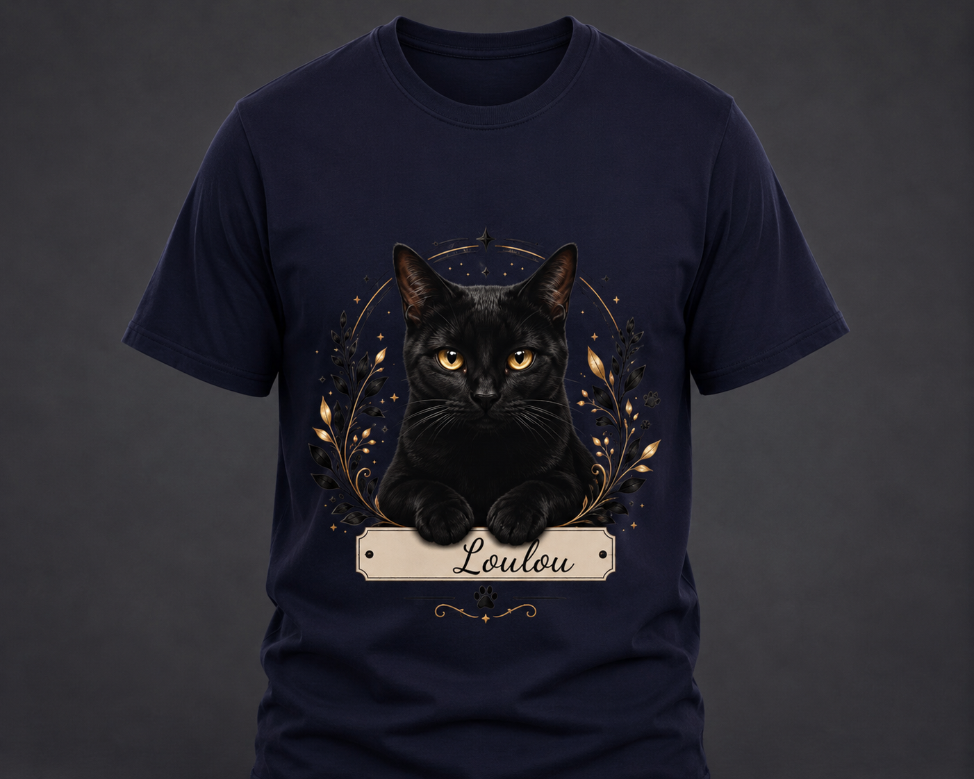 T-shirt chat noir - Personnalisable