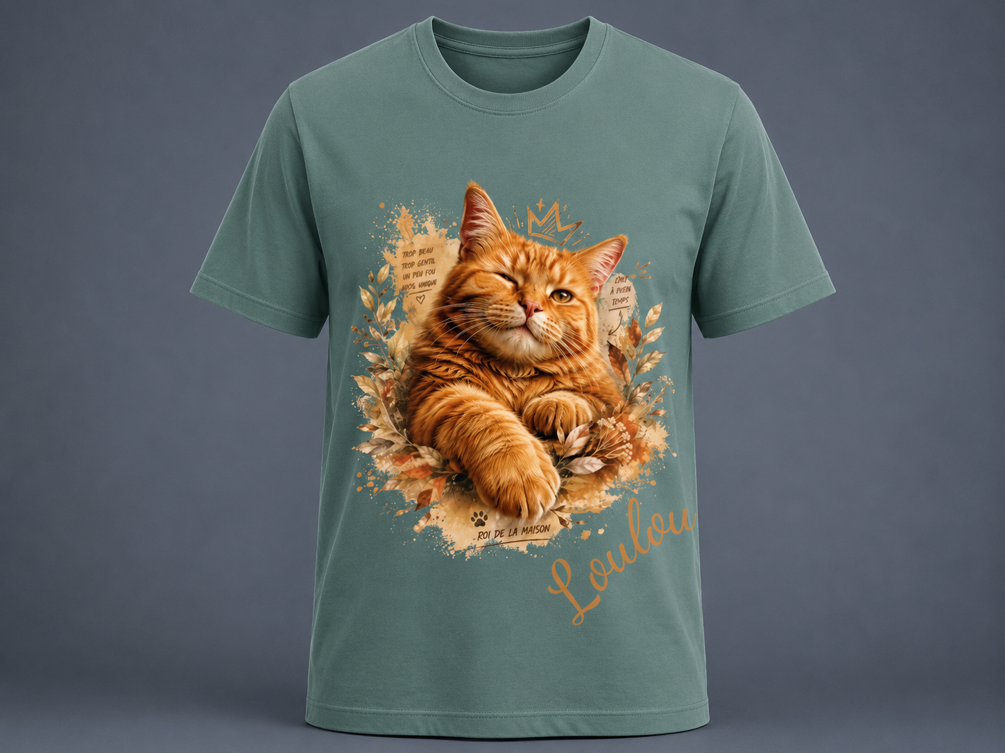T-shirt Chat Roux Personnalisé – Roi de la Maison | Cadeau Original Propriétaire de Chat