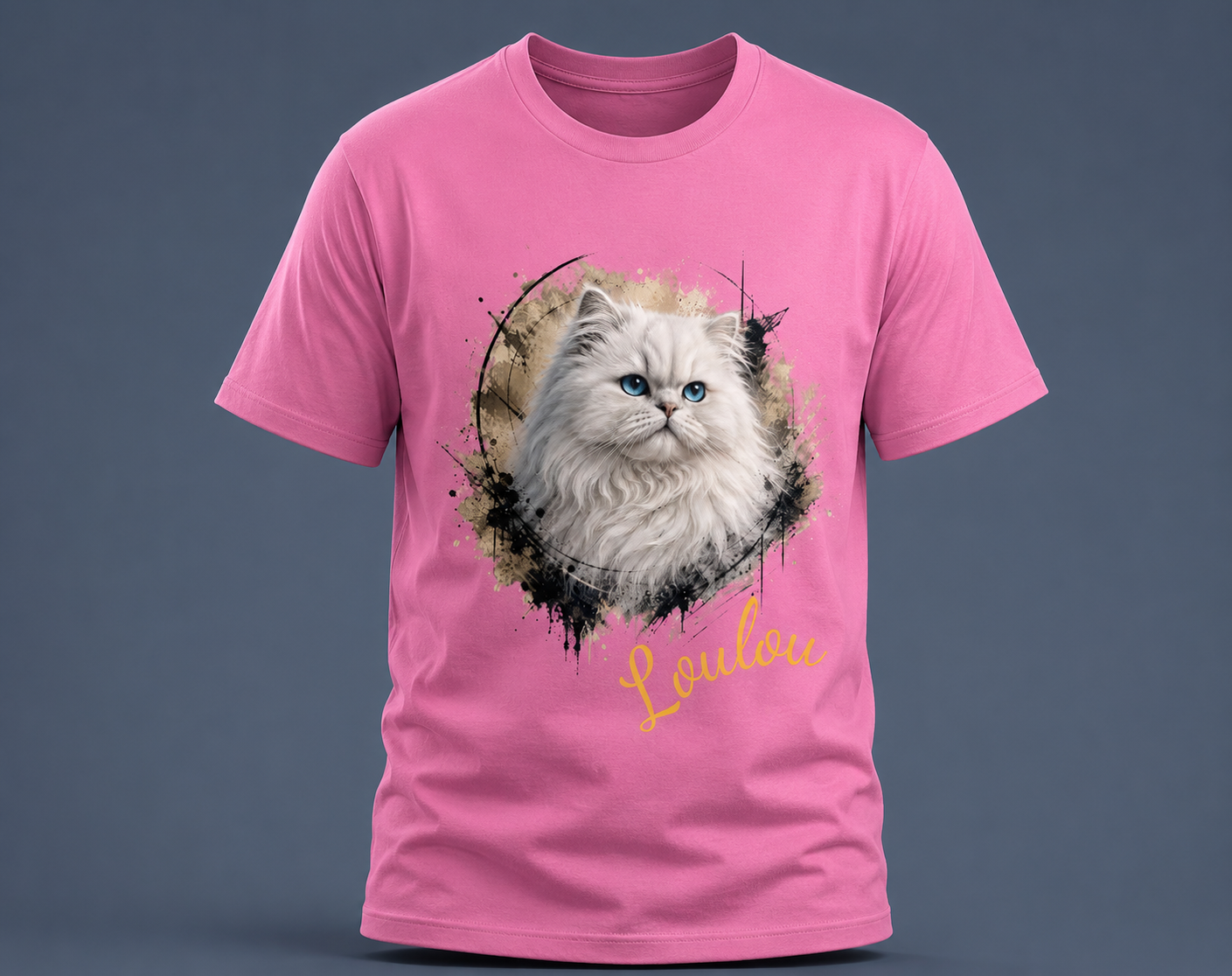 T-shirt Chat Persan Blanc Personnalisé – Cadeau Amoureux des Chats