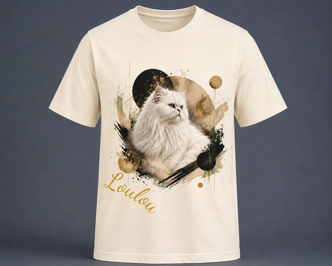 T-shirt Persan Blanc Personnalisé – Cadeau Premium Chat