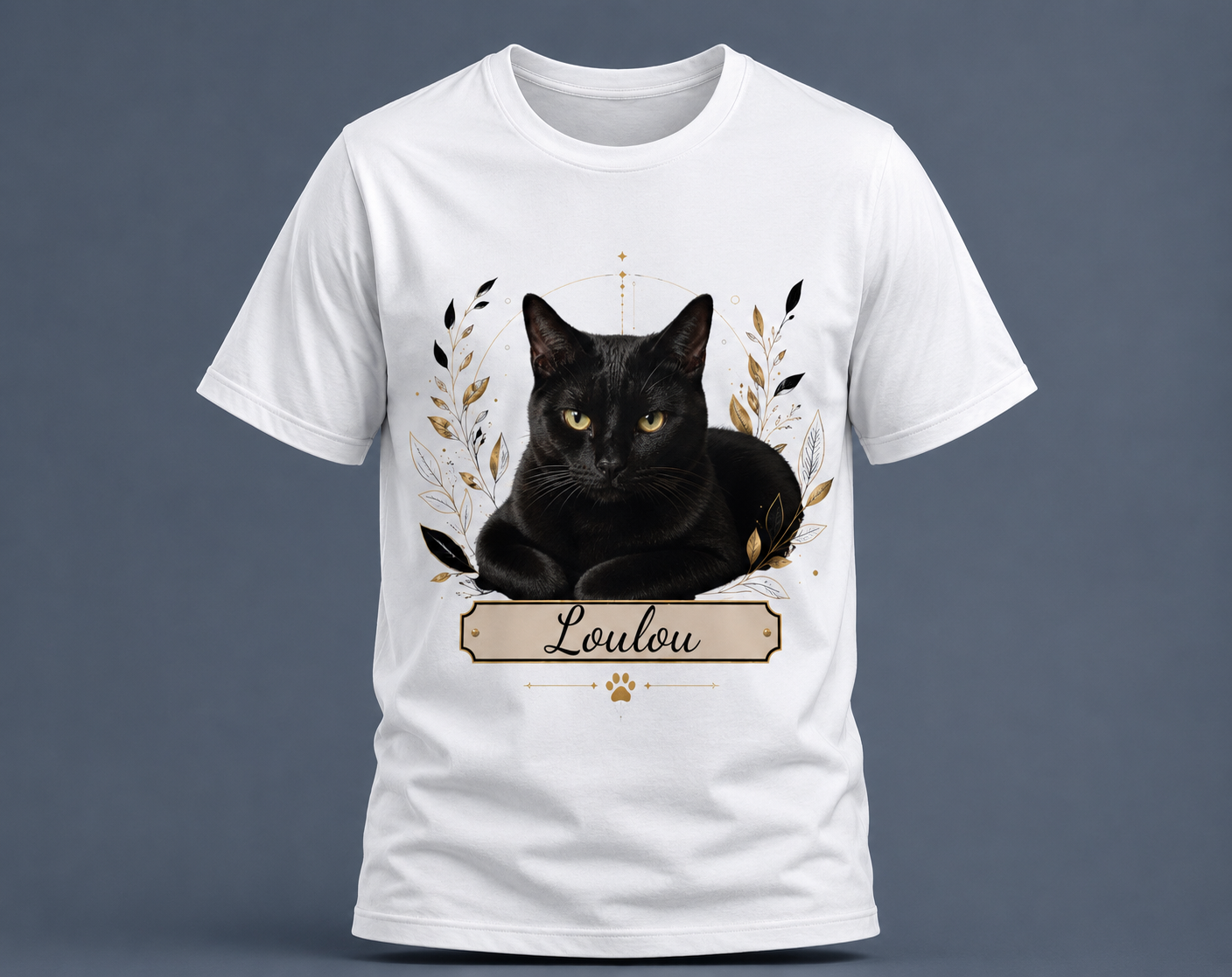 T-shirt chat noir - personnalisable