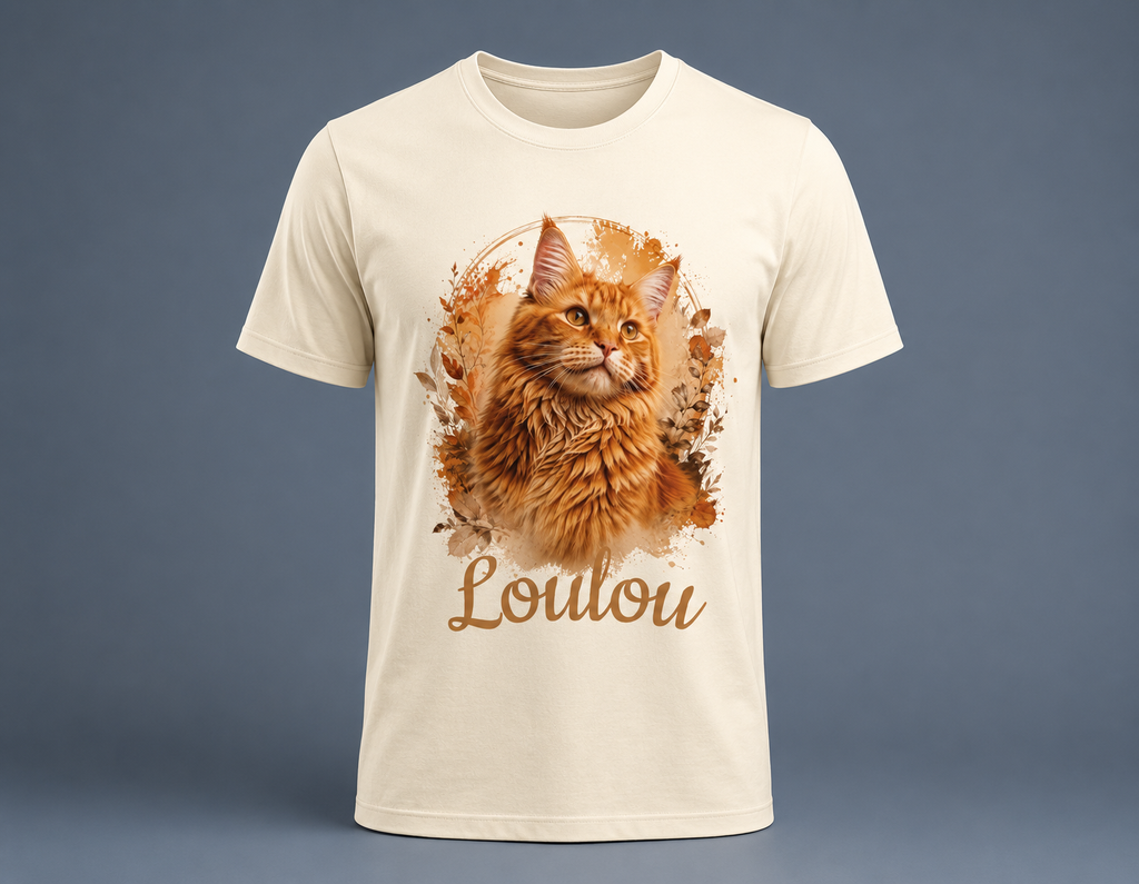 T-shirt Chat Roux Personnalisé  - Cadeau Amoureux des Chats