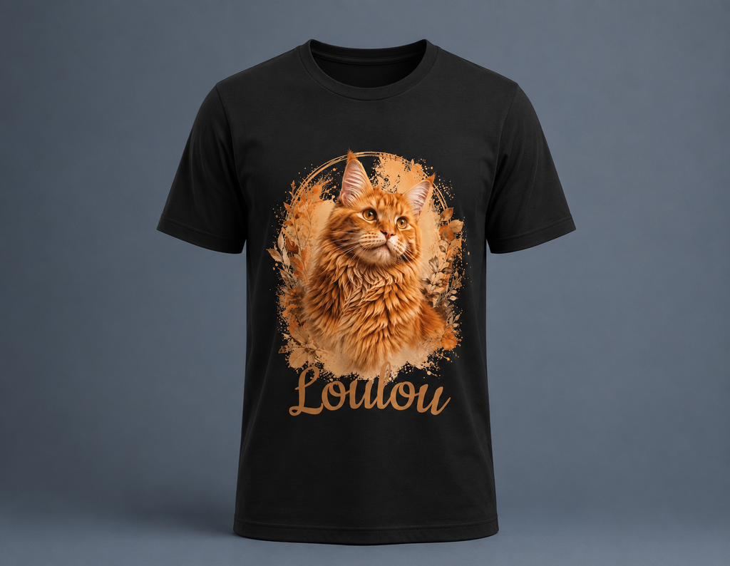 T-shirt Chat Roux Personnalisé  - Cadeau Amoureux des Chats
