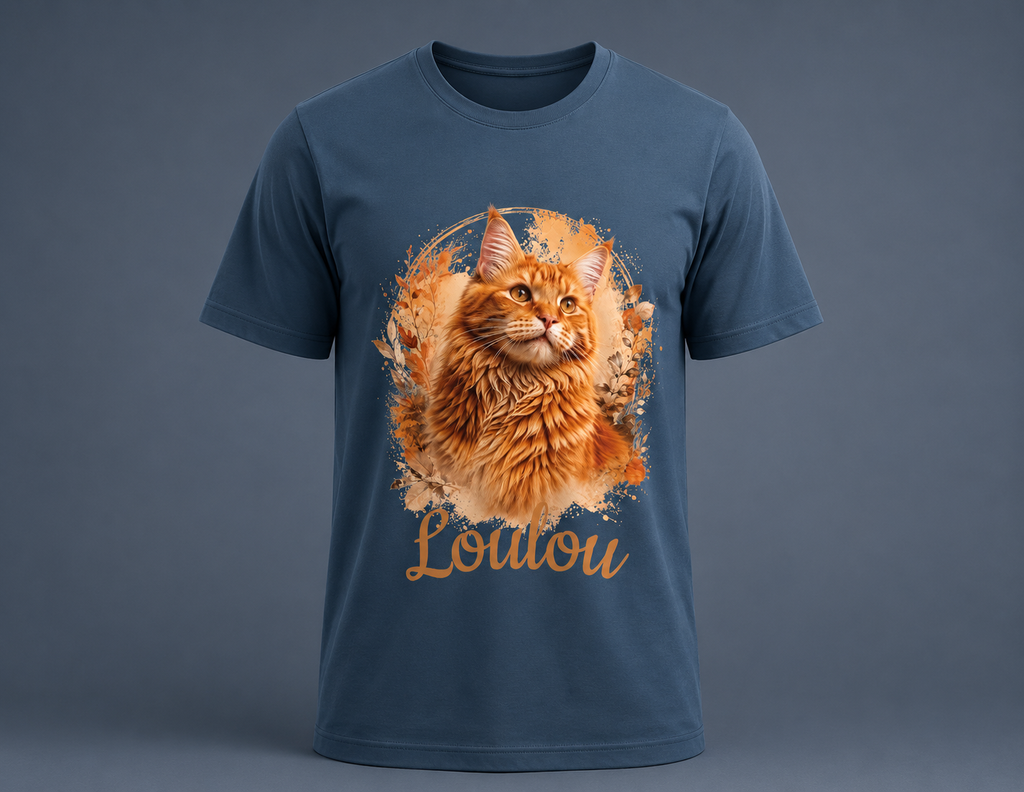 T-shirt Chat Roux Personnalisé  - Cadeau Amoureux des Chats