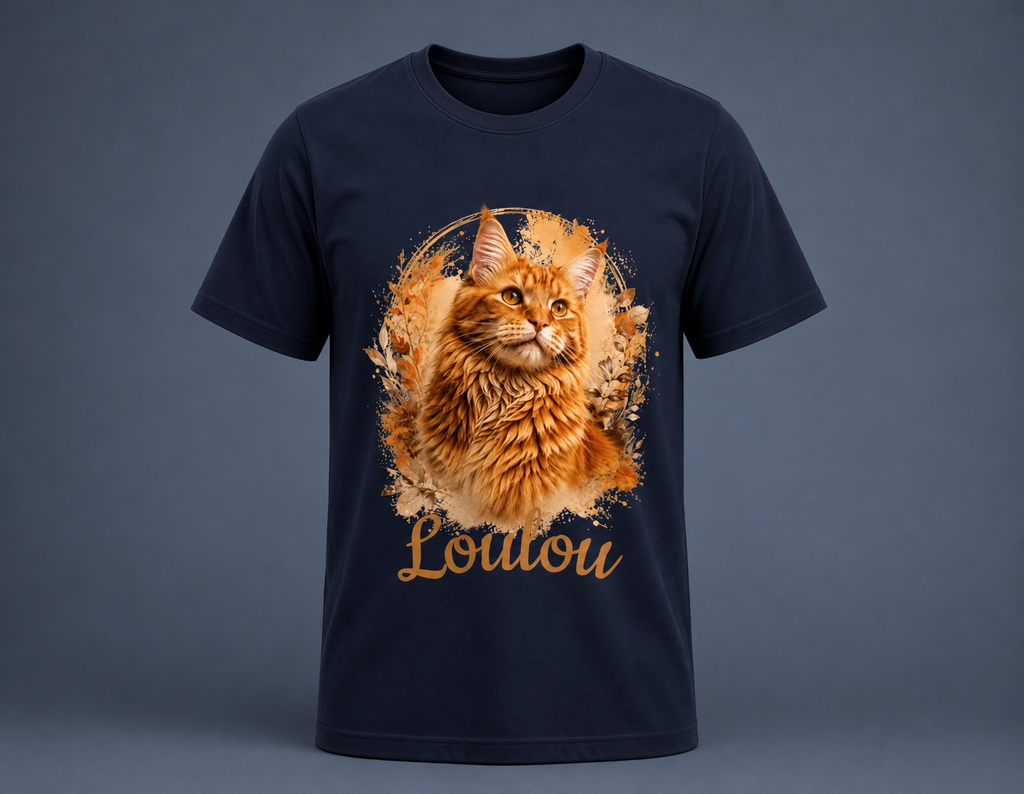 T-shirt Chat Roux Personnalisé  - Cadeau Amoureux des Chats