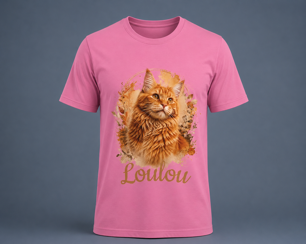 T-shirt Chat Roux Personnalisé  - Cadeau Amoureux des Chats